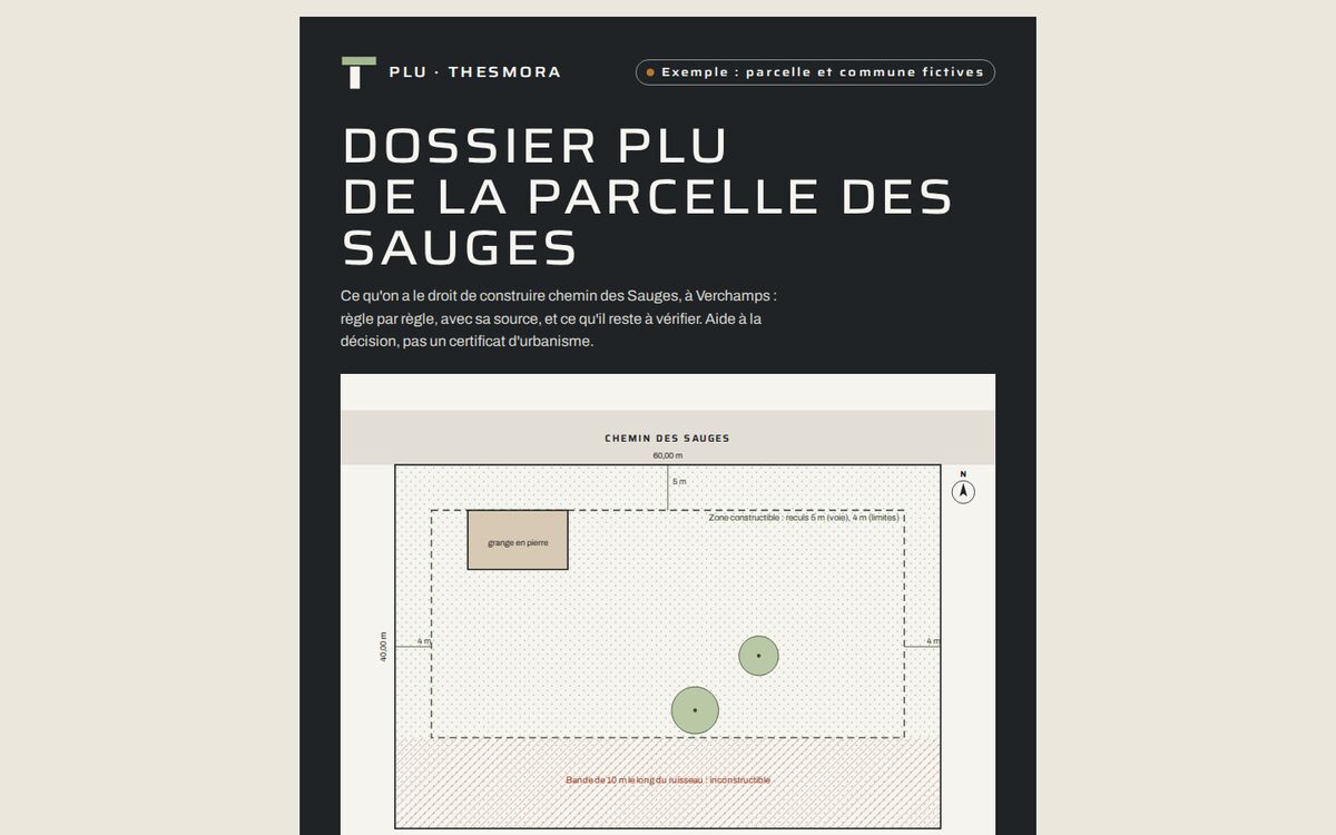 Le dossier PLU de la parcelle des Sauges, avec le plan de la parcelle.