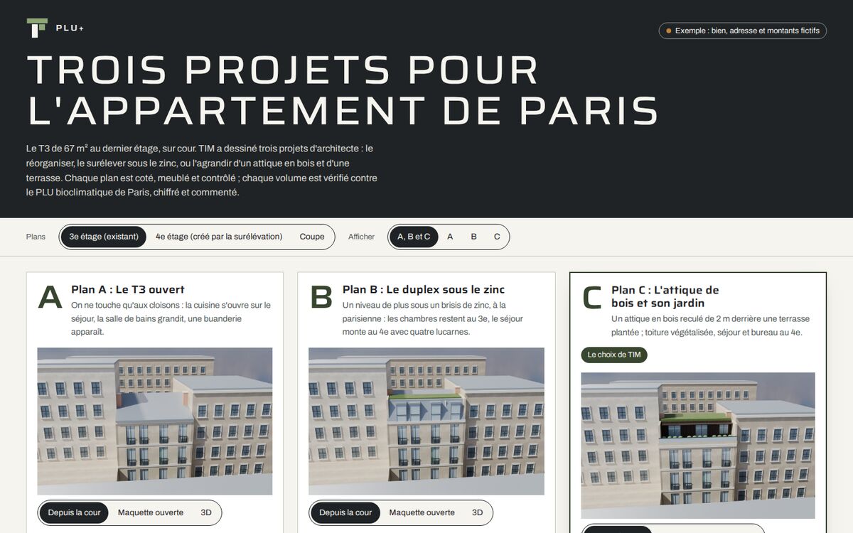 Le comparateur des trois projets PLU+ à Paris.