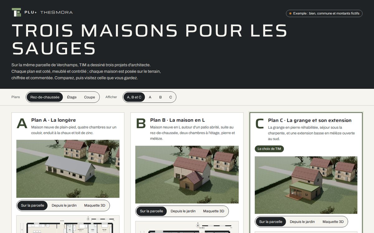 Le comparateur des trois projets PLU+ des Sauges.
