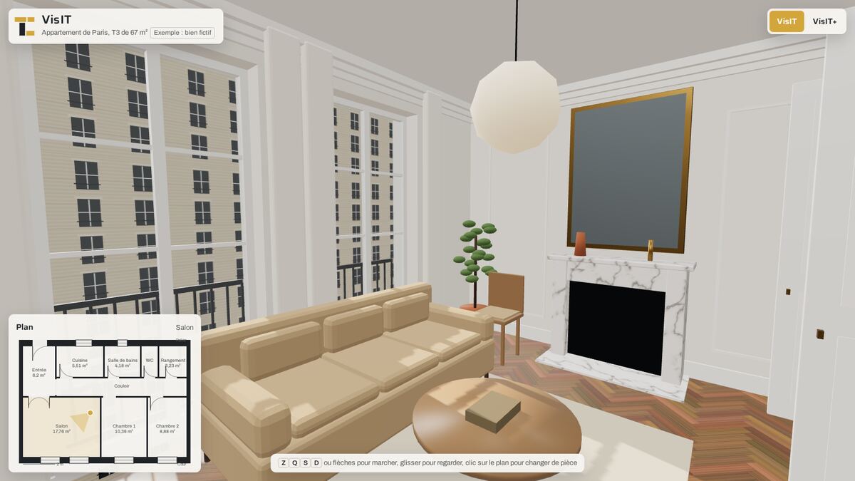 Vue de la visite 3D : le salon de Paris.